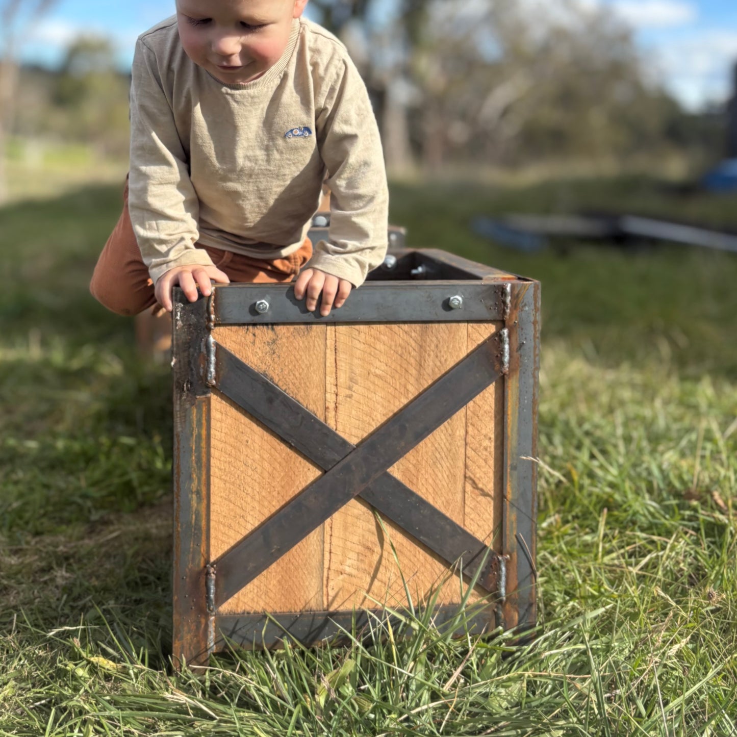 Hardwood & Steel Garden Box – 400mm